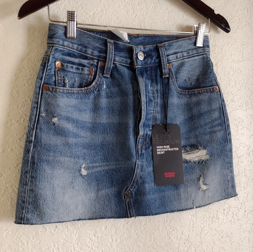 Levi's High Waisted Deconstructed Mini Denim Ladies Jean Skirt